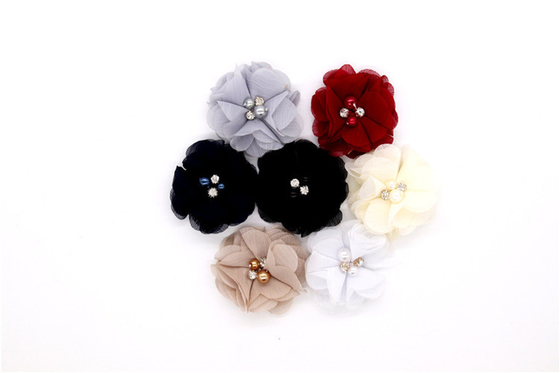 Mädchen Chiffon-Blumen Schuhklammern/Nähen Perlen Handgefertigt Blumengarn, Spitze, Chiffon Grau,schwarz,weiß,rot,blau