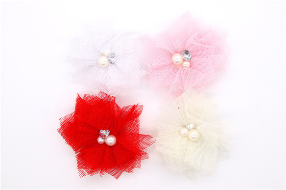 Mädchen Chiffon-Blumen Schuhklammern/Nähen Perlen Handgefertigt Blumengarn, Spitze, Chiffon Grau,schwarz,weiß,rot,blau