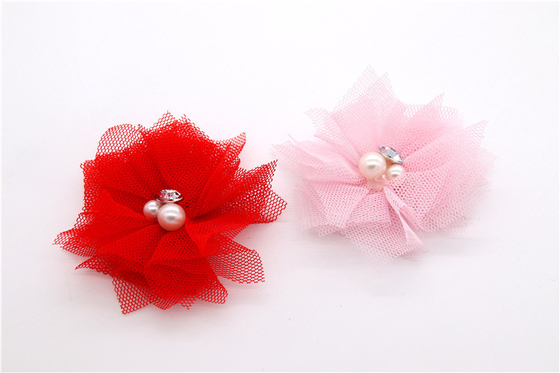 Mädchen Chiffon-Blumen Schuhklammern/Nähen Perlen Handgefertigt Blumengarn, Spitze, Chiffon Grau,schwarz,weiß,rot,blau