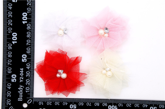Mädchen Chiffon-Blumen Schuhklammern/Nähen Perlen Handgefertigt Blumengarn, Spitze, Chiffon Grau,schwarz,weiß,rot,blau